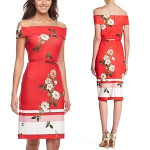 Sharagano Floral Off-the-Shoulder Dress